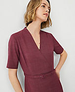 The Wrap Belted Sheath Dress in Cross Weave carousel Product Image 3