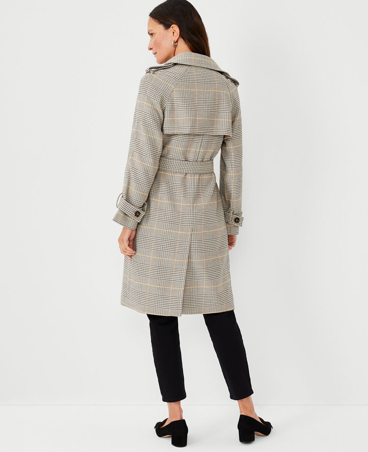 Glen plaid trench outlet coat