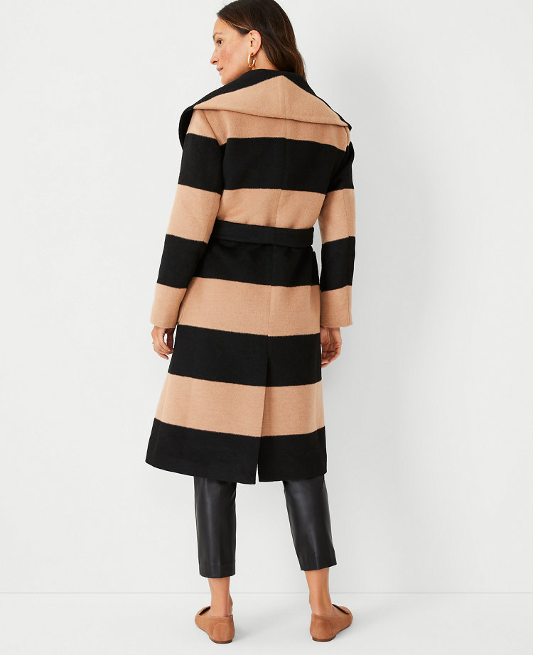 Narrla stripe outlet midi wrap coat