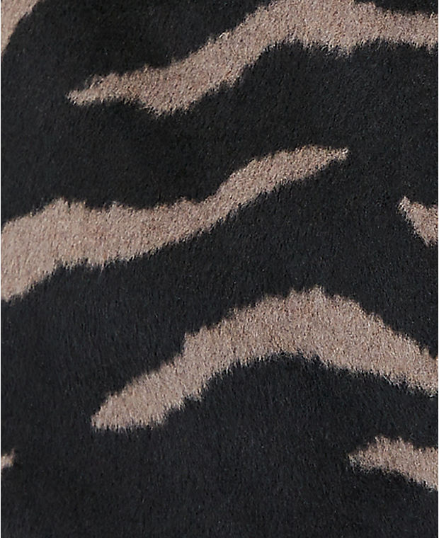 Zebra Jacquard Wool Blend Funnel Neck Coat