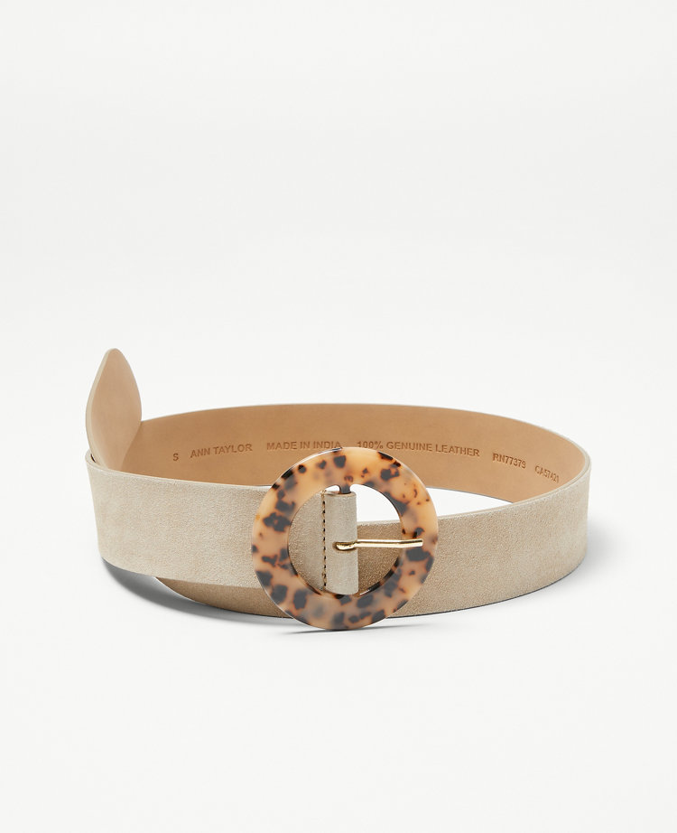 Tortoiseshell Print Buckle Suede Belt