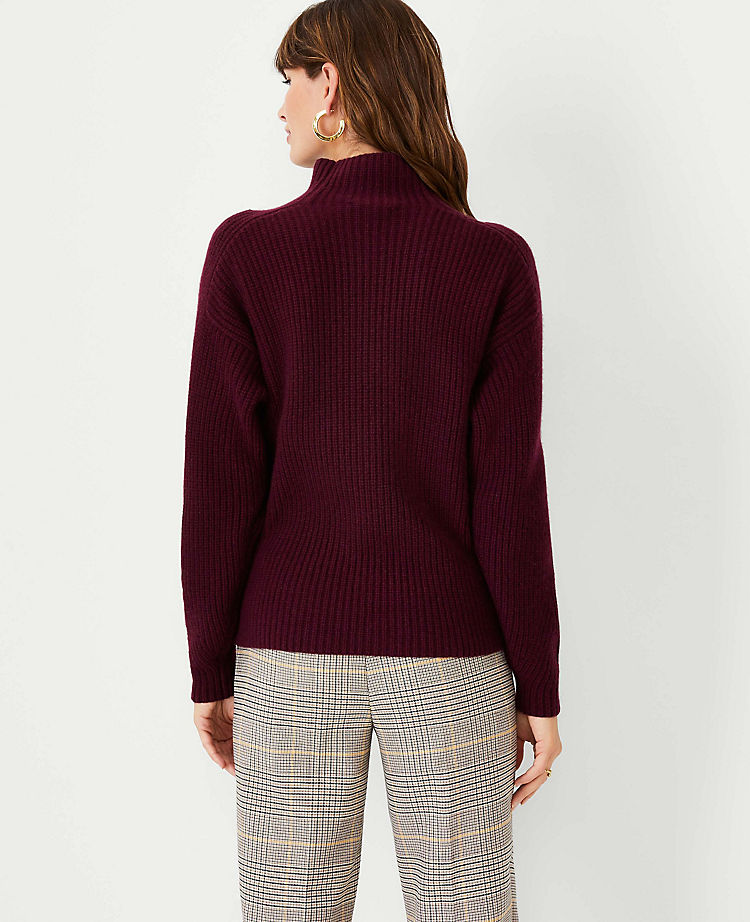 Ribbed Cashmere Mock Neck Sweater