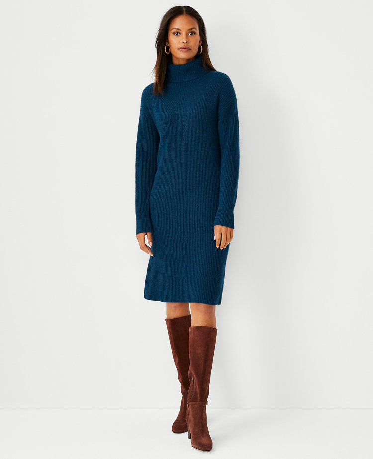 Ribbed Cashmere Turtleneck Dress