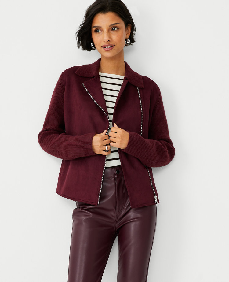 Old navy sueded outlet knit moto jacket