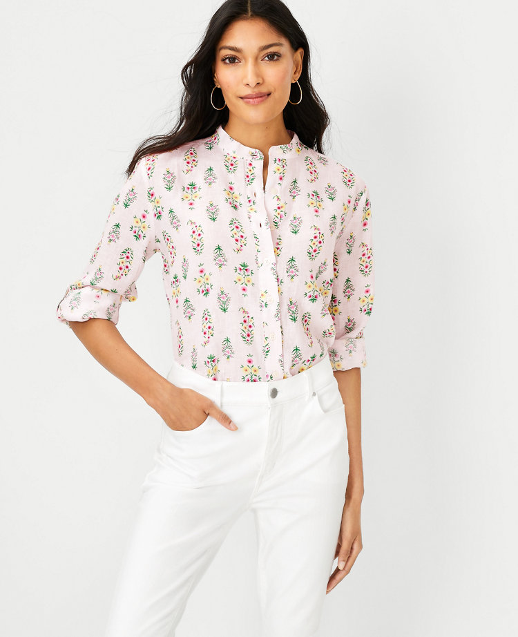 Pure Linen Polka Dot Shirt