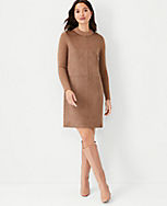 Faux Suede Mixed Media Sweater Dress carousel Product Image 1