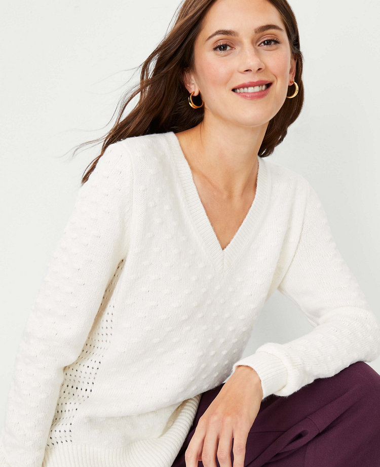 V-Neck Cable Sweater