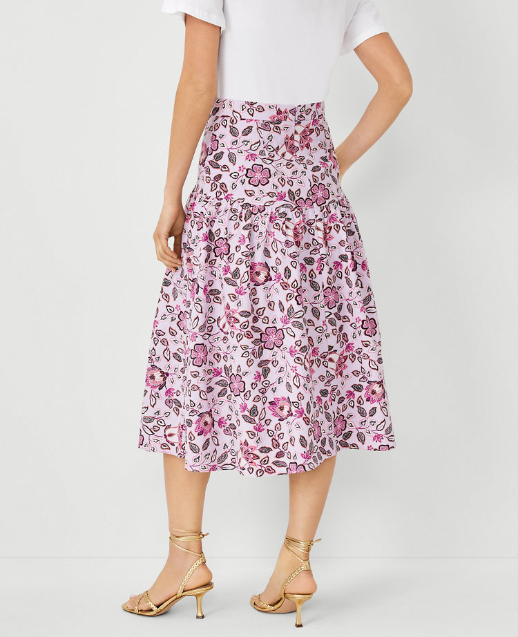 Petite Floral Gathered Yoke Midi Skirt