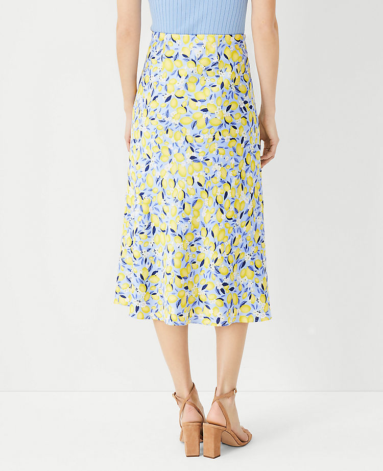 Petite Lemon Blossom Pull On Midi Slip Skirt