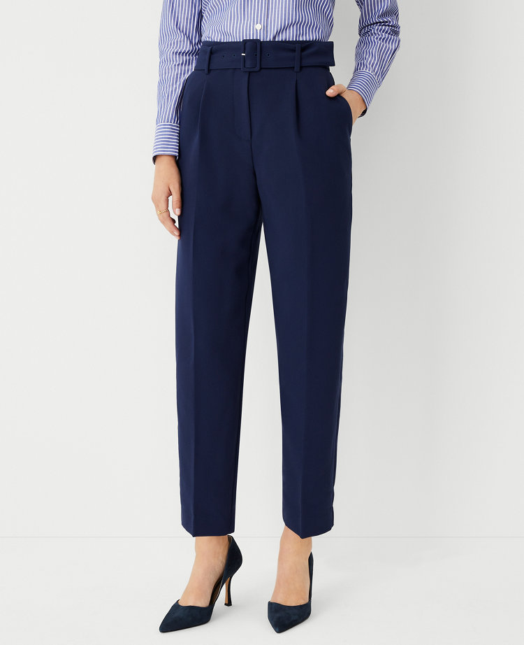 The Belted High Waist Taper Pant | Ann Taylor
