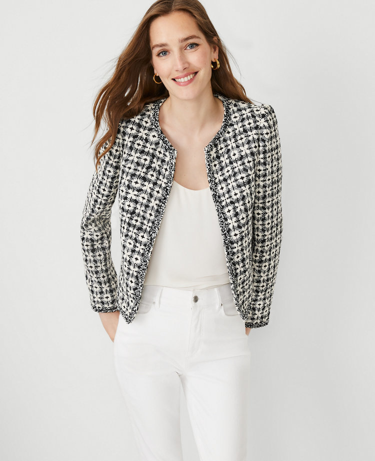 Fringe Tweed Puff Sleeve Jacket | Ann Taylor