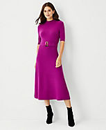 Belted Mock Neck Sweater Dress carousel Product Image 1