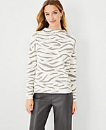 Zebra Print Funnel Neck Sweater carousel Product Image 1