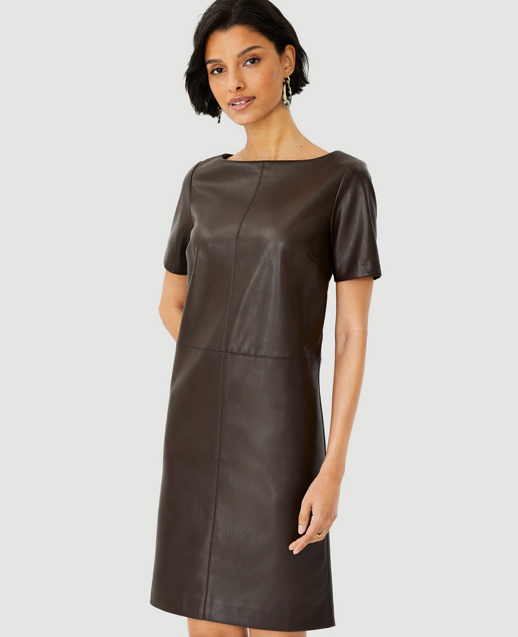 Ann Taylor Faux Leather Banded Shift Dress Store | head.hesge.ch