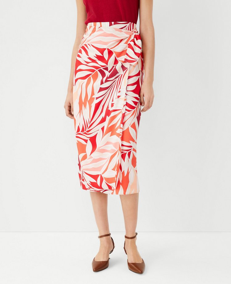 Petite Tropical Sarong Wrap Midi Skirt