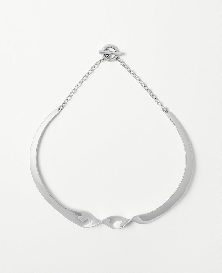 Ann Taylor Twisted Metal Statement Necklace In Silver
