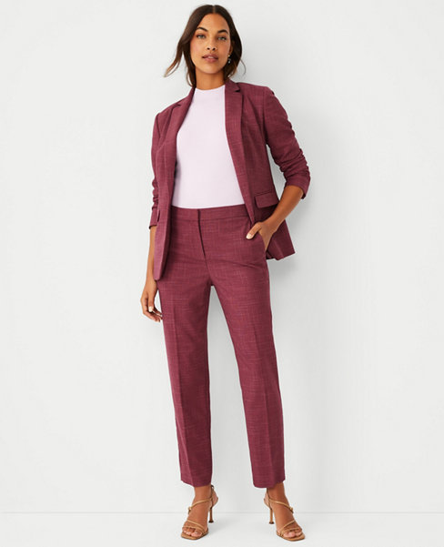 The High Waist Slim Ankle Pant in Cross Weave | Ann Taylor