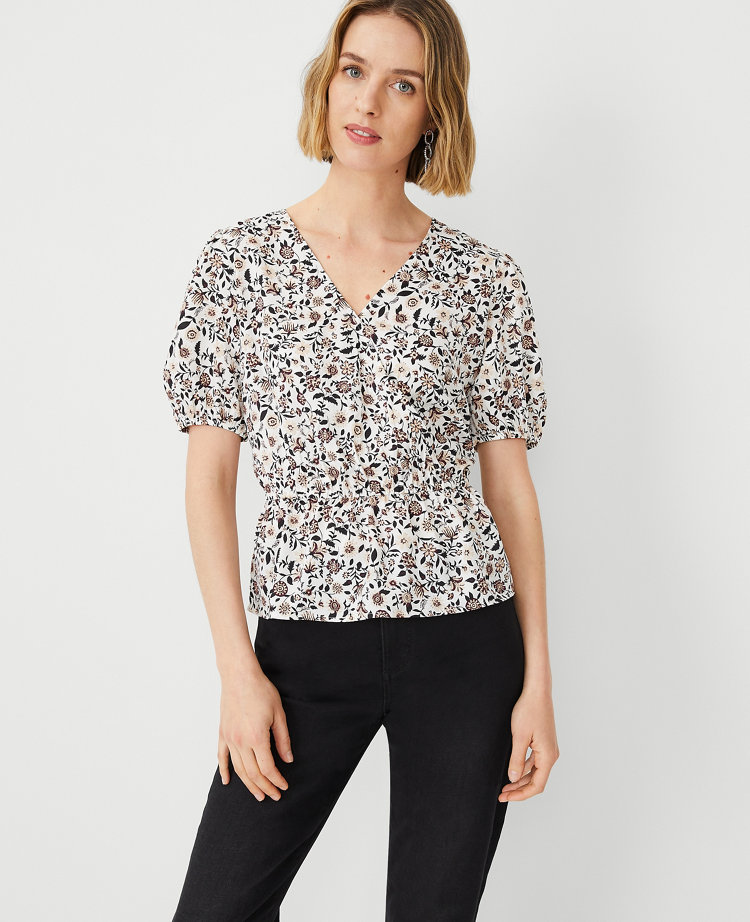 Floral-Print Wrap Blouse voor Women