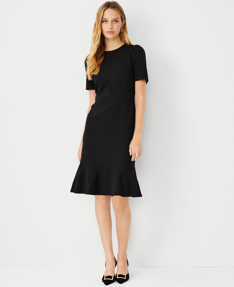 Puff Sleeve Flounce Sheath Dress