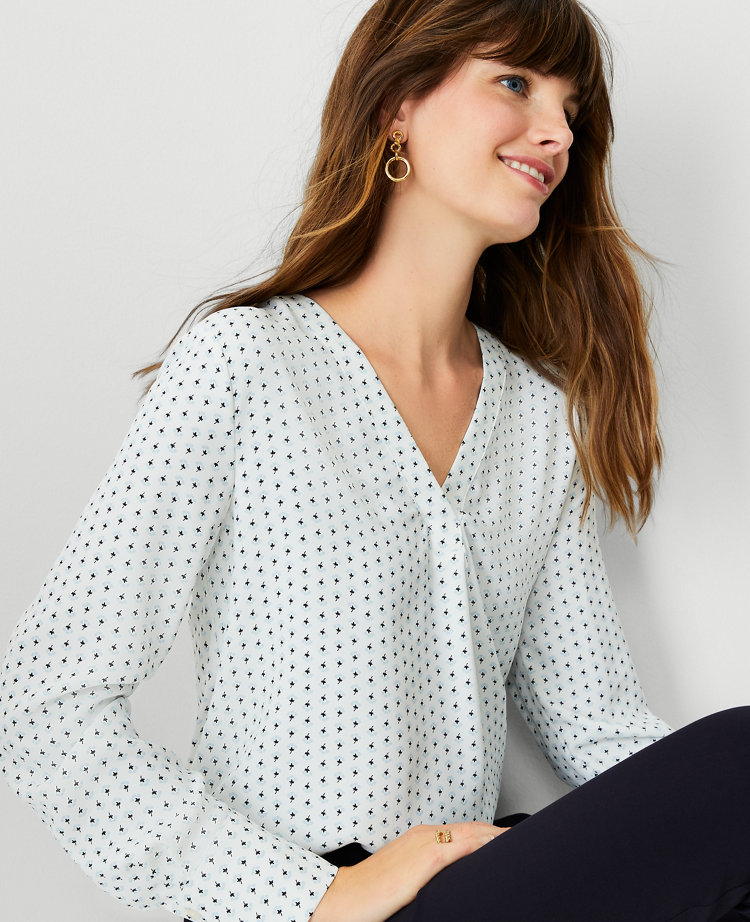 Floral Mixed Media Pleat Front Top