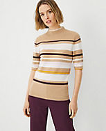 Striped Jacquard Short Sleeve Sweater carousel Product Image 1