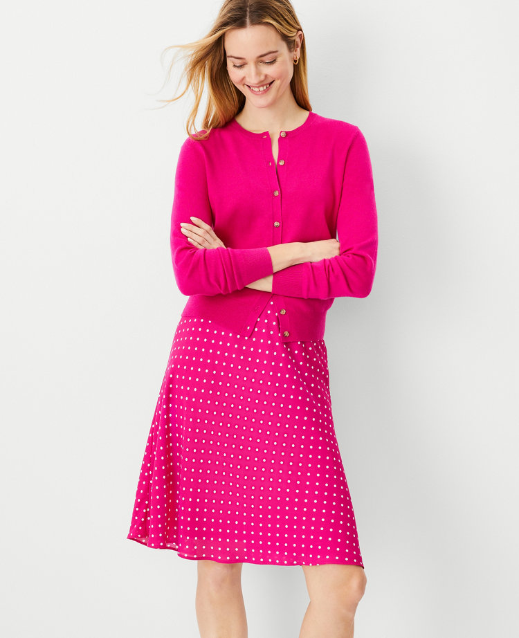 Ann Taylor Petite Ann Cardigan In Hot Pink Poppy