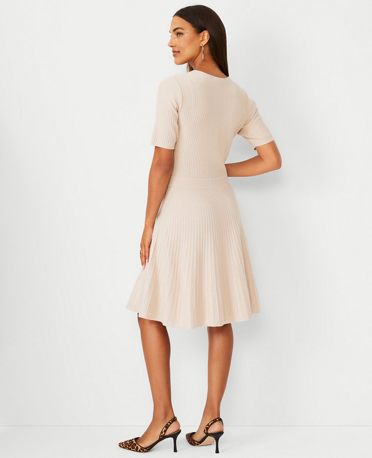 Petite Ribbed Flare Midi Sweater Dress