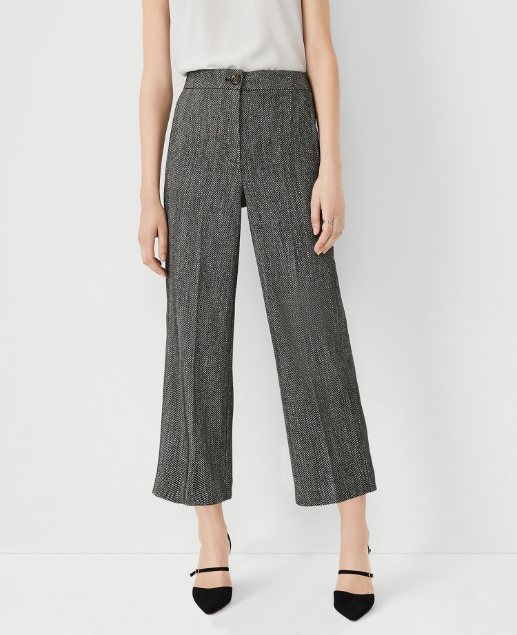 High Waist Wide Leg Pant - Herringbone