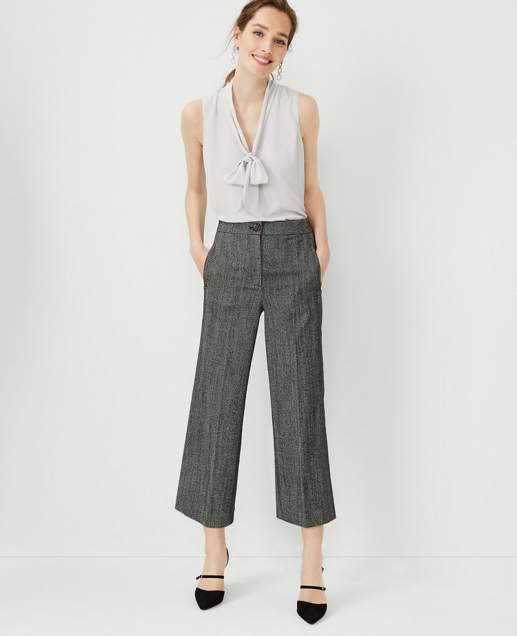 Grey wide 2025 leg cropped pants