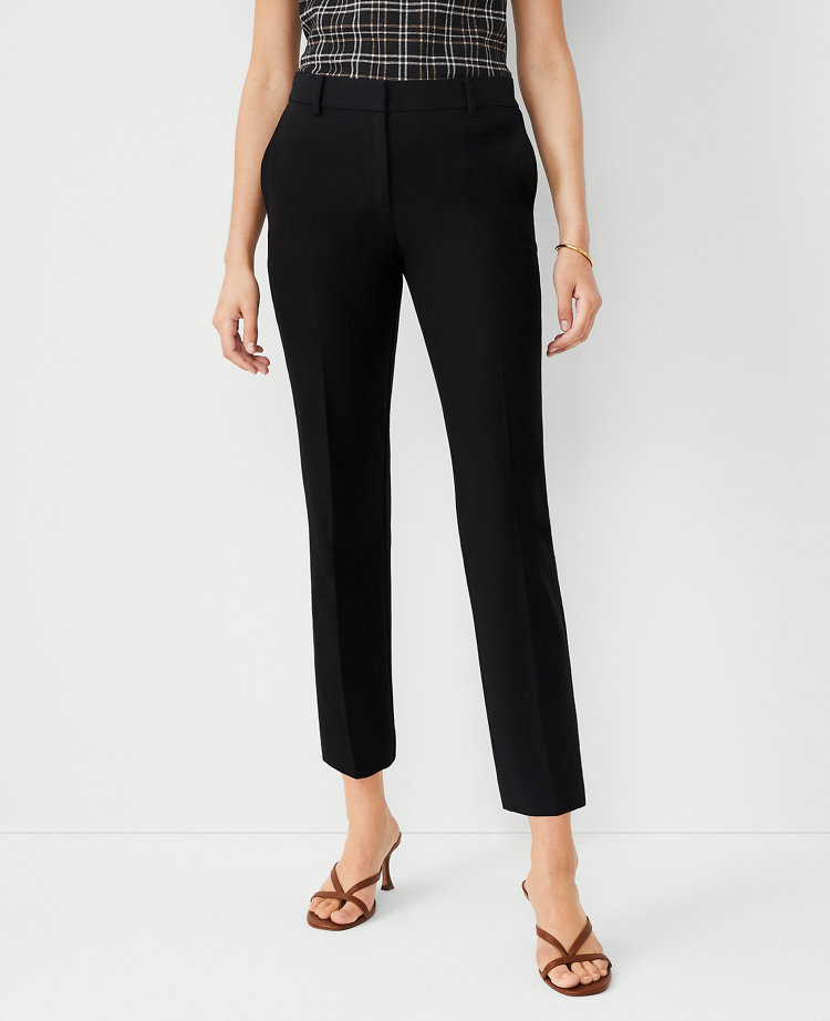 Women's Black, Flat Front, Contemporary Low Rise Dress Pants - 99tux