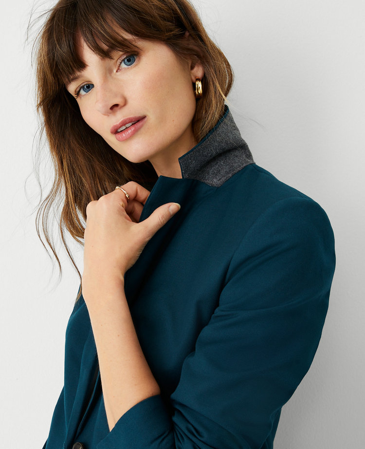 The Petite Notched One Button Blazer in Airy Wool Blend