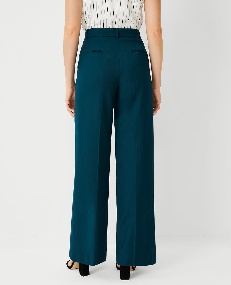 Ann Taylor The Petite Wide Leg Pant Airy Wool Blend - Curvy Fit Ominous Teal Women's