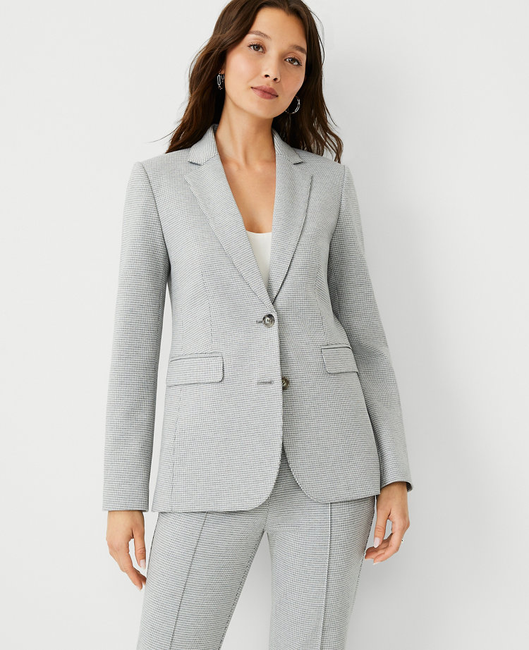 Houndstooth Two-Button Blazer