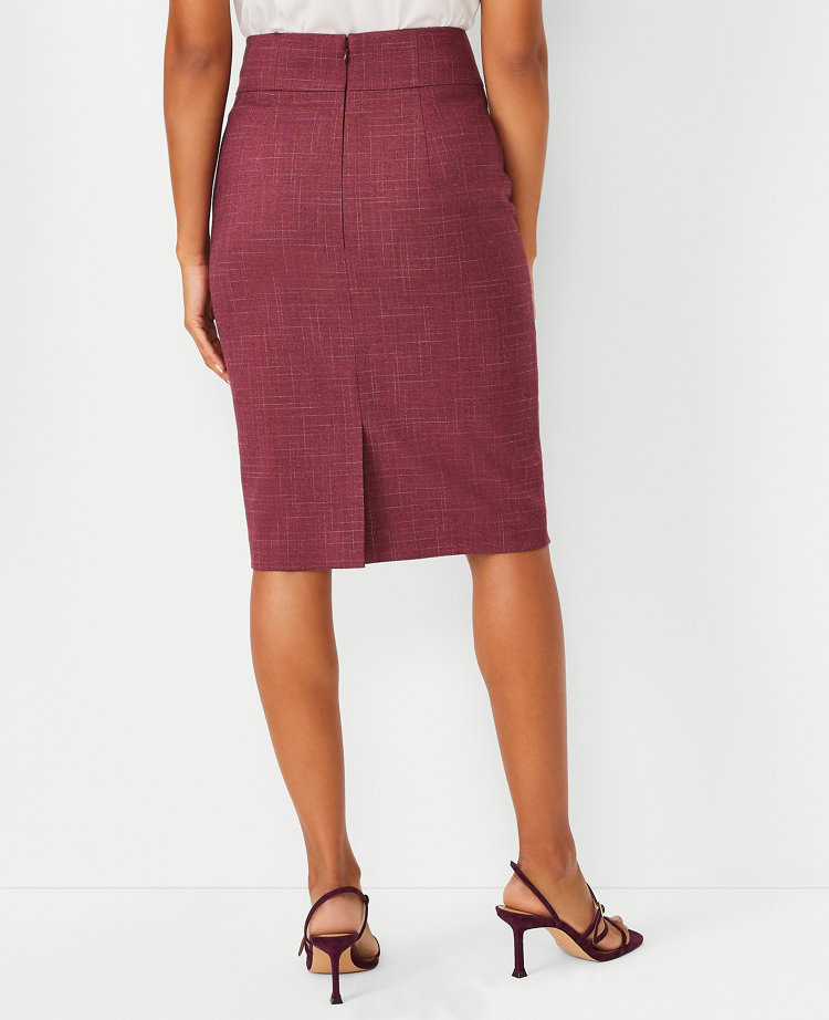 The Tall High Waist Seamed Pencil Skirt in Cross Weave