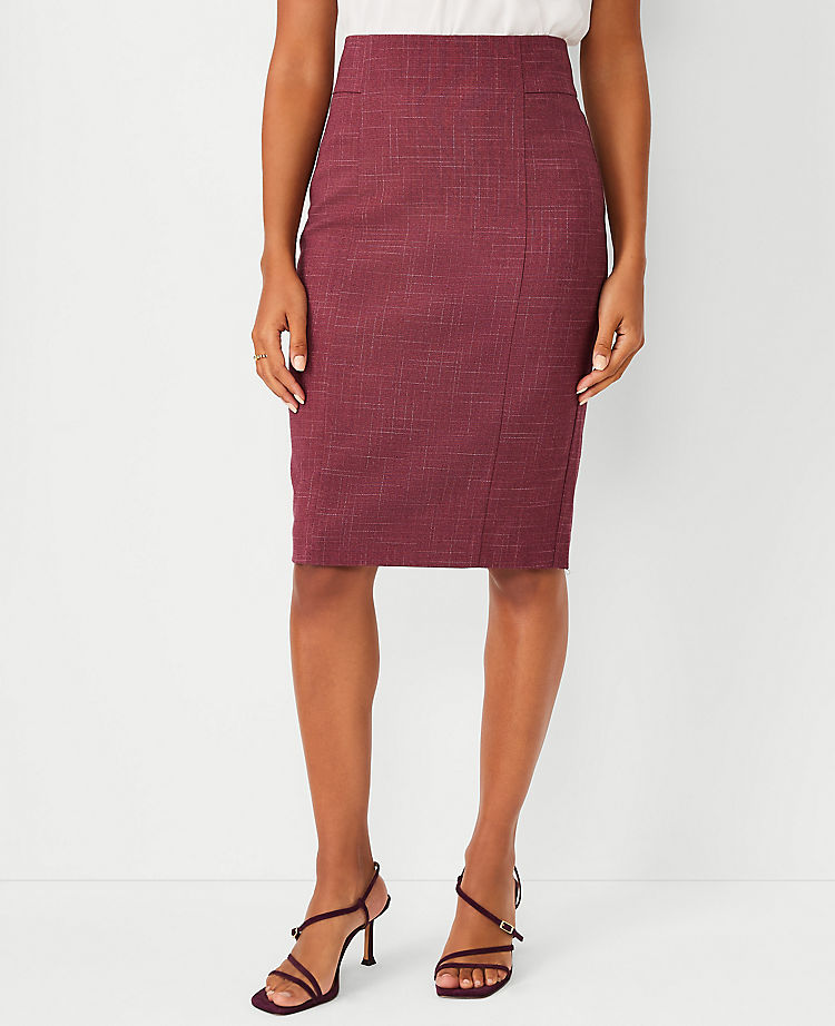 The Tall High Waist Seamed Pencil Skirt in Cross Weave