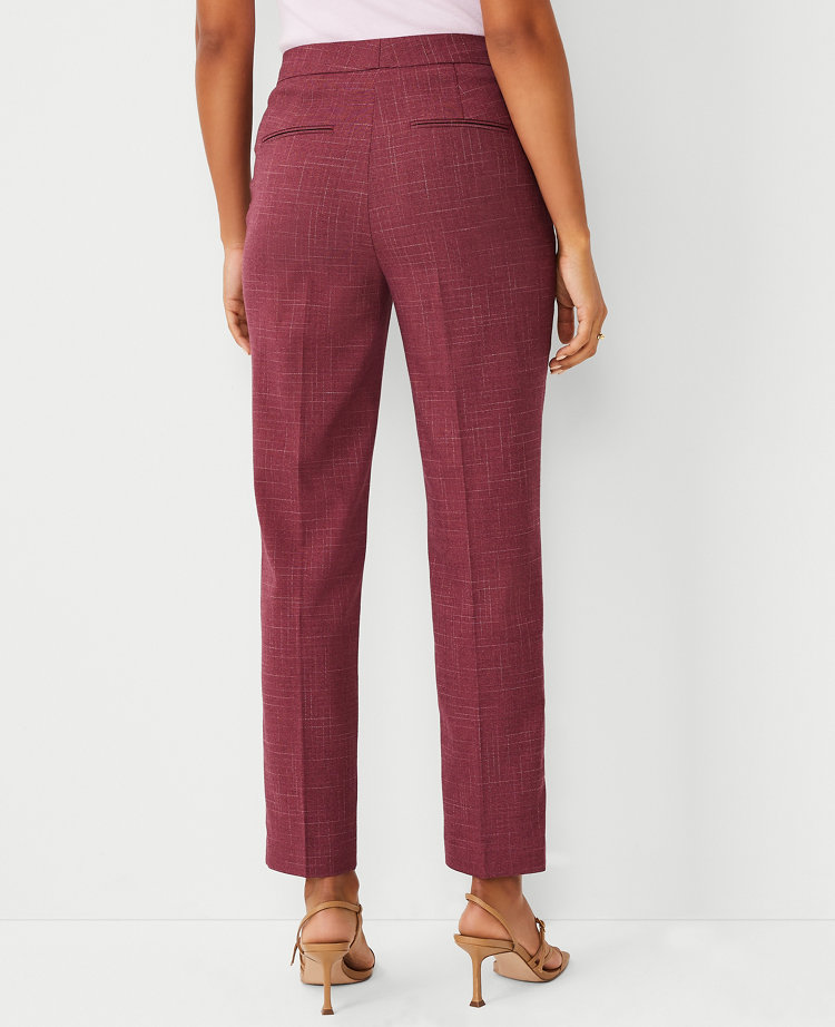 Ann Taylor The Petite Eva Ankle Pant in Cross Weave - Curvy Fit Size 00 Plum Rose Women's