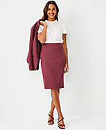 The Petite High Waist Seamed Pencil Skirt in Cross Weave carousel Product Image 1