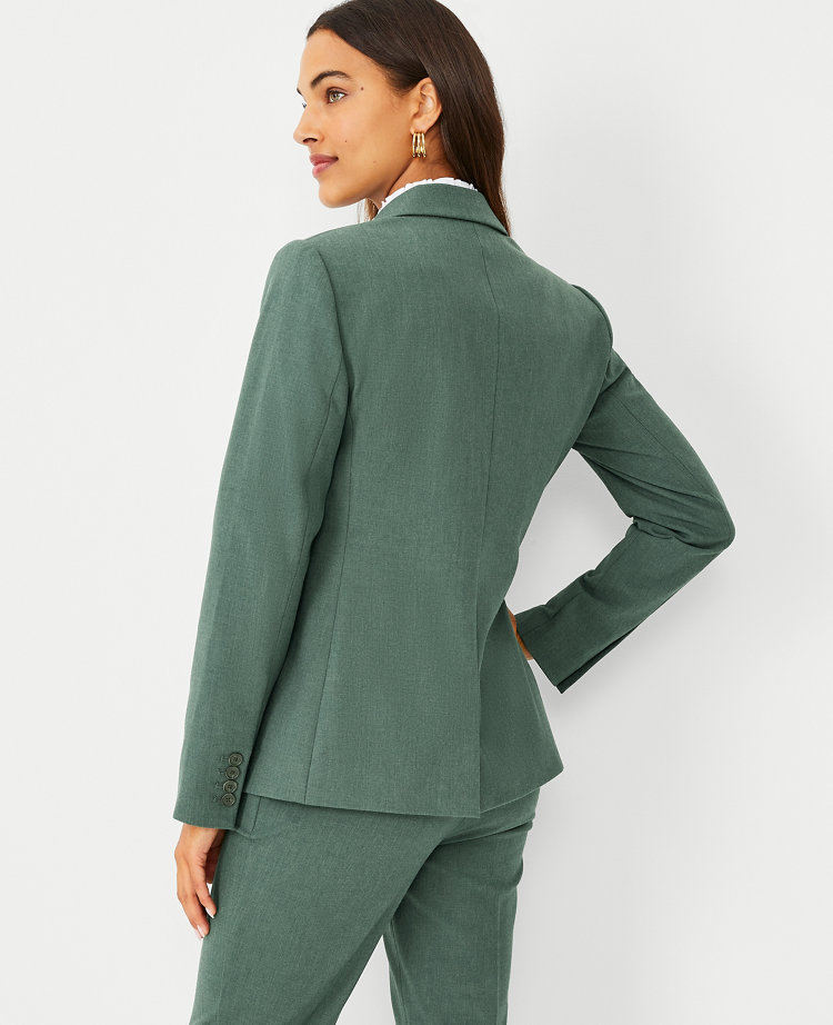 The Petite Long One Button Blazer in Bi-Stretch