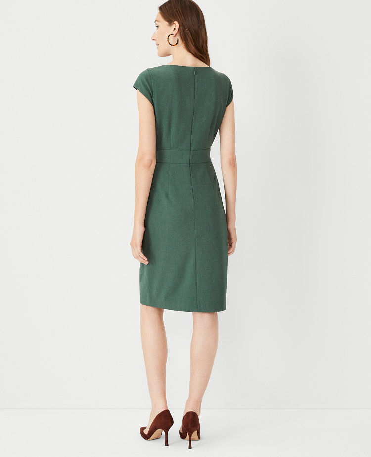 The Petite Scooped Square Neck Sheath Dress in Bi-Stretch