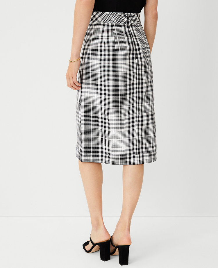Petite Plaid Tie Waist Wrap Midi Skirt