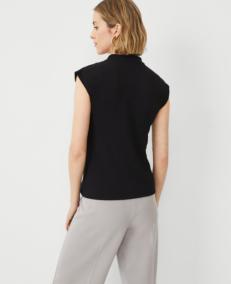 Petite Draped Mock Neck Shell