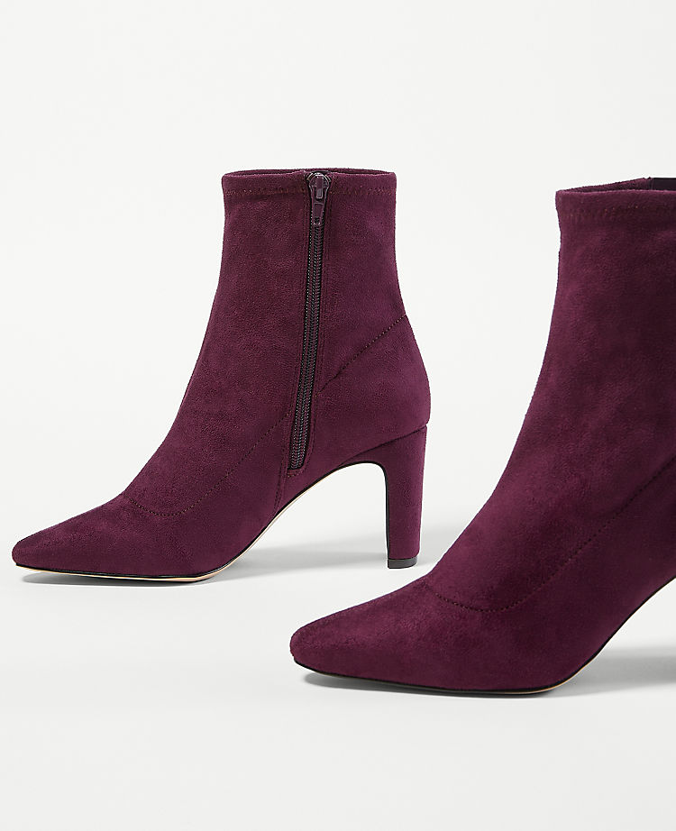 Blade Heel Stretch Faux Suede Booties