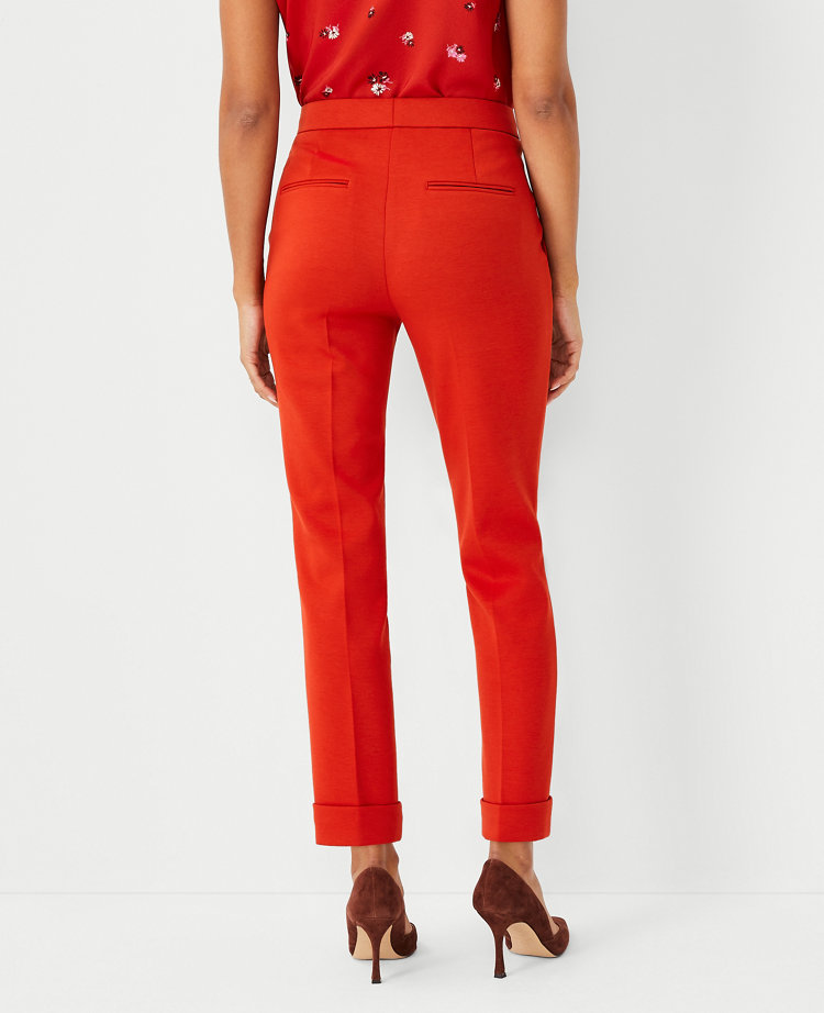 Ann Taylor The Petite High Waist Everyday Ankle Pant Double Knit - Curvy Fit Firecracker Orange Women's