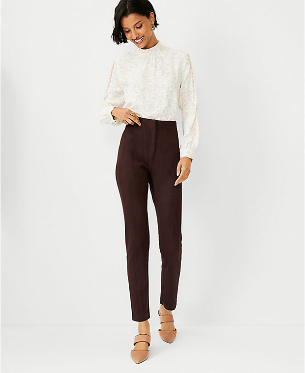The High Waist Audrey Pant in Faux Suede
