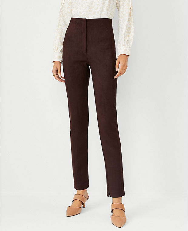 The High Waist Audrey Pant in Faux Suede