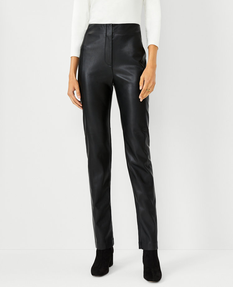 The Petite High Waist Audrey Pant in Faux Leather