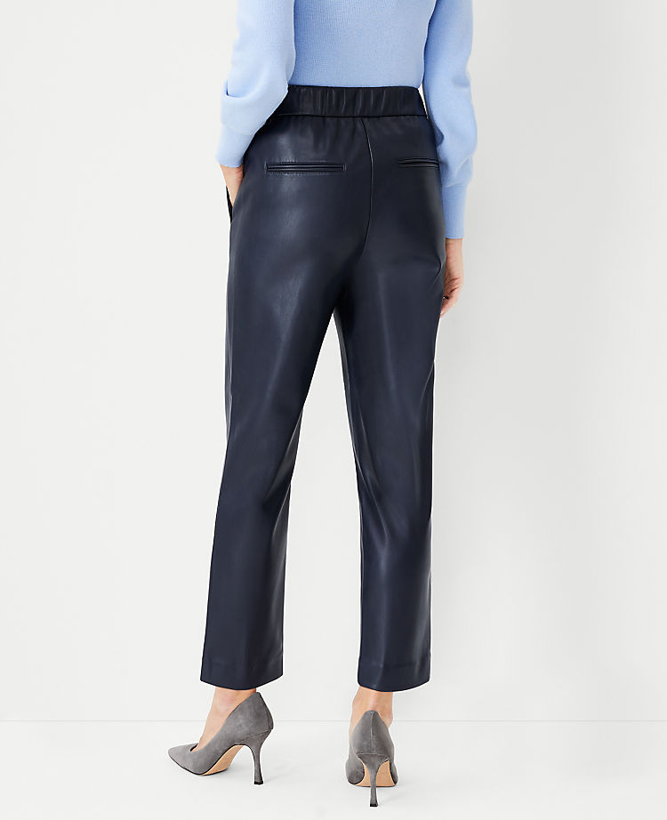 The Petite Faux Leather High Waist Easy Ankle Pant 