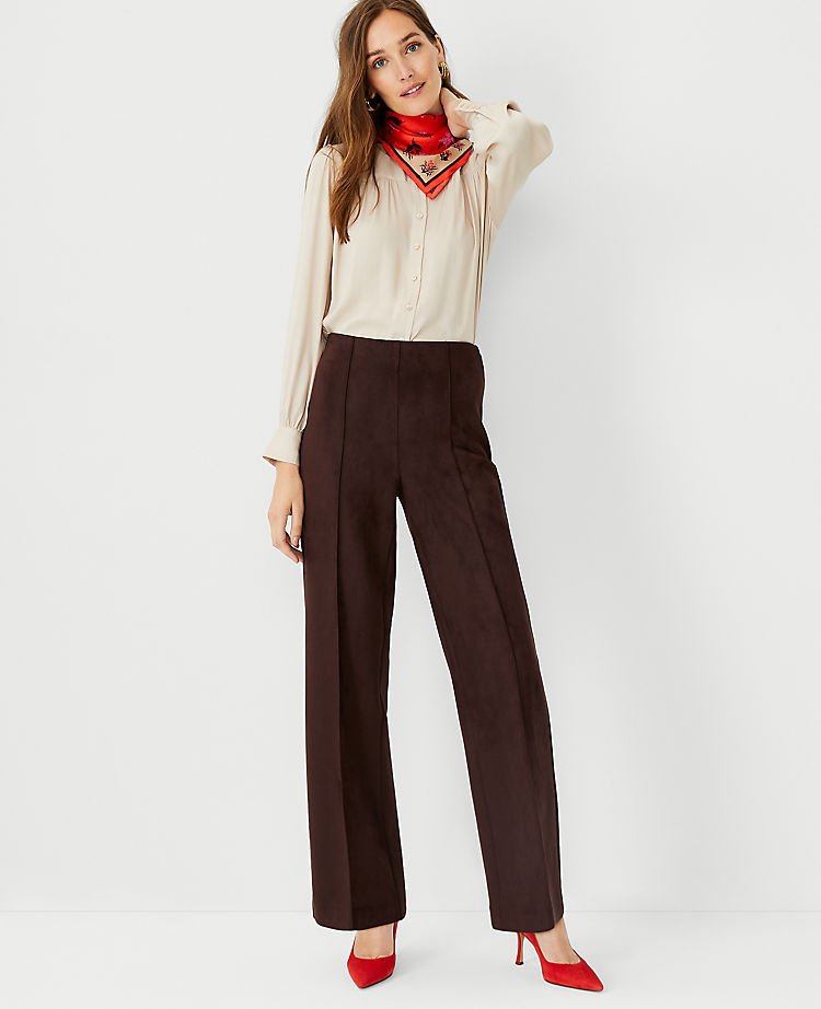 The Petite Faux Suede Side Zip Straight Pant