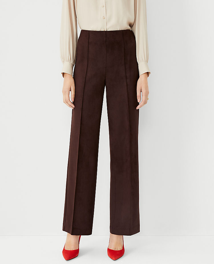 The Petite Faux Suede Side Zip Straight Pant