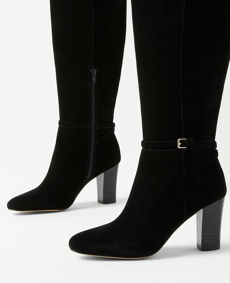 High Heel Suede Buckle Boots